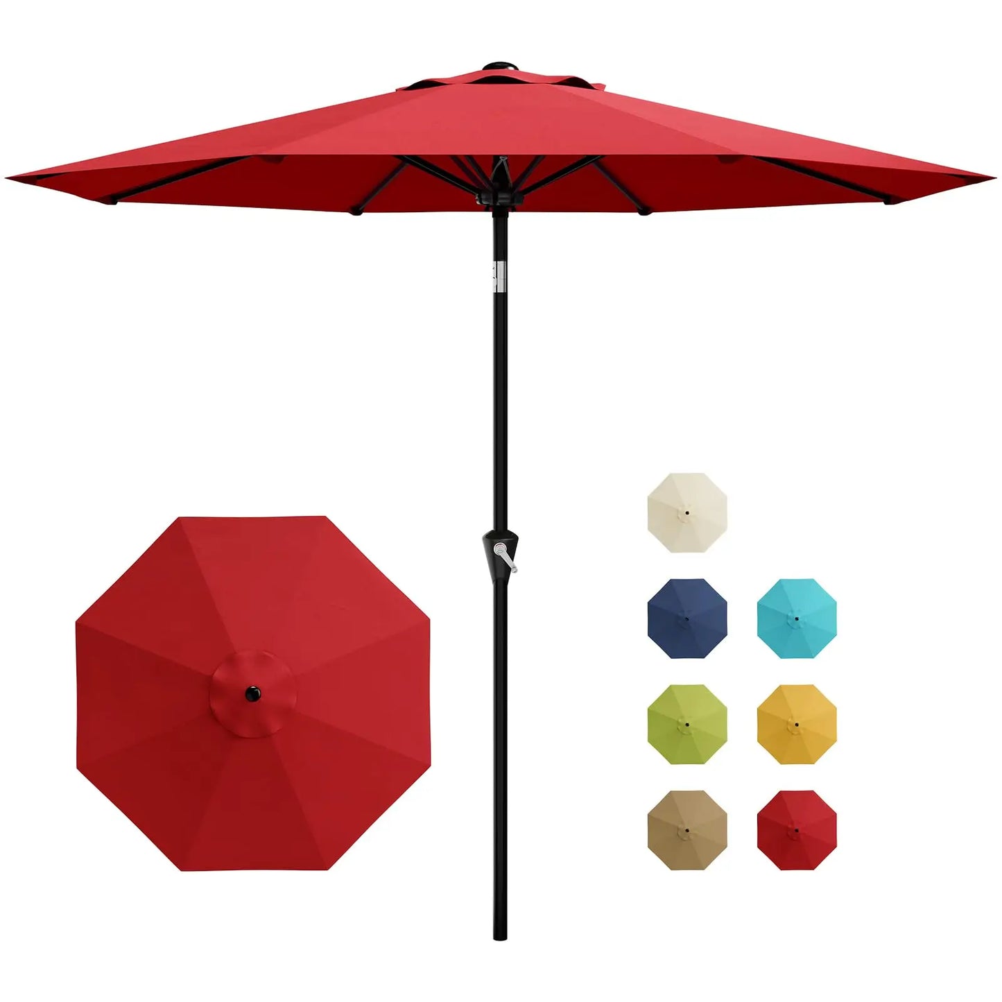 9FT Patio Umbrella With Crank & Tilt
