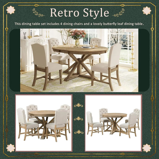 Extendable Round Dining Table in Various Styles and Colors