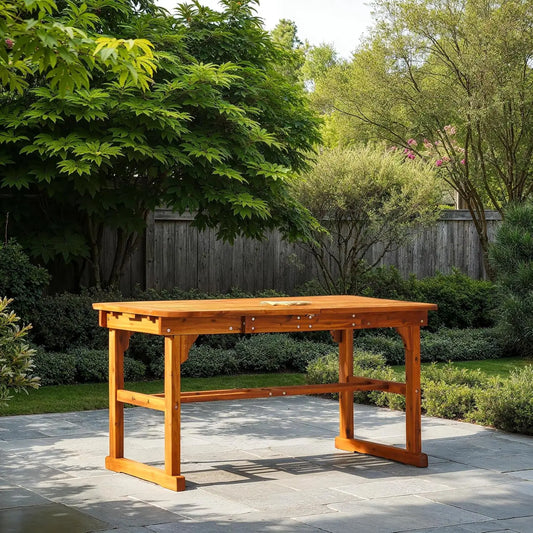 Modern Solid Acacia Wood Slatted Patio Dining Table