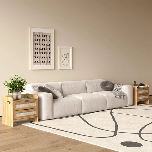Set Of 2 Modern Rattan Nightstand