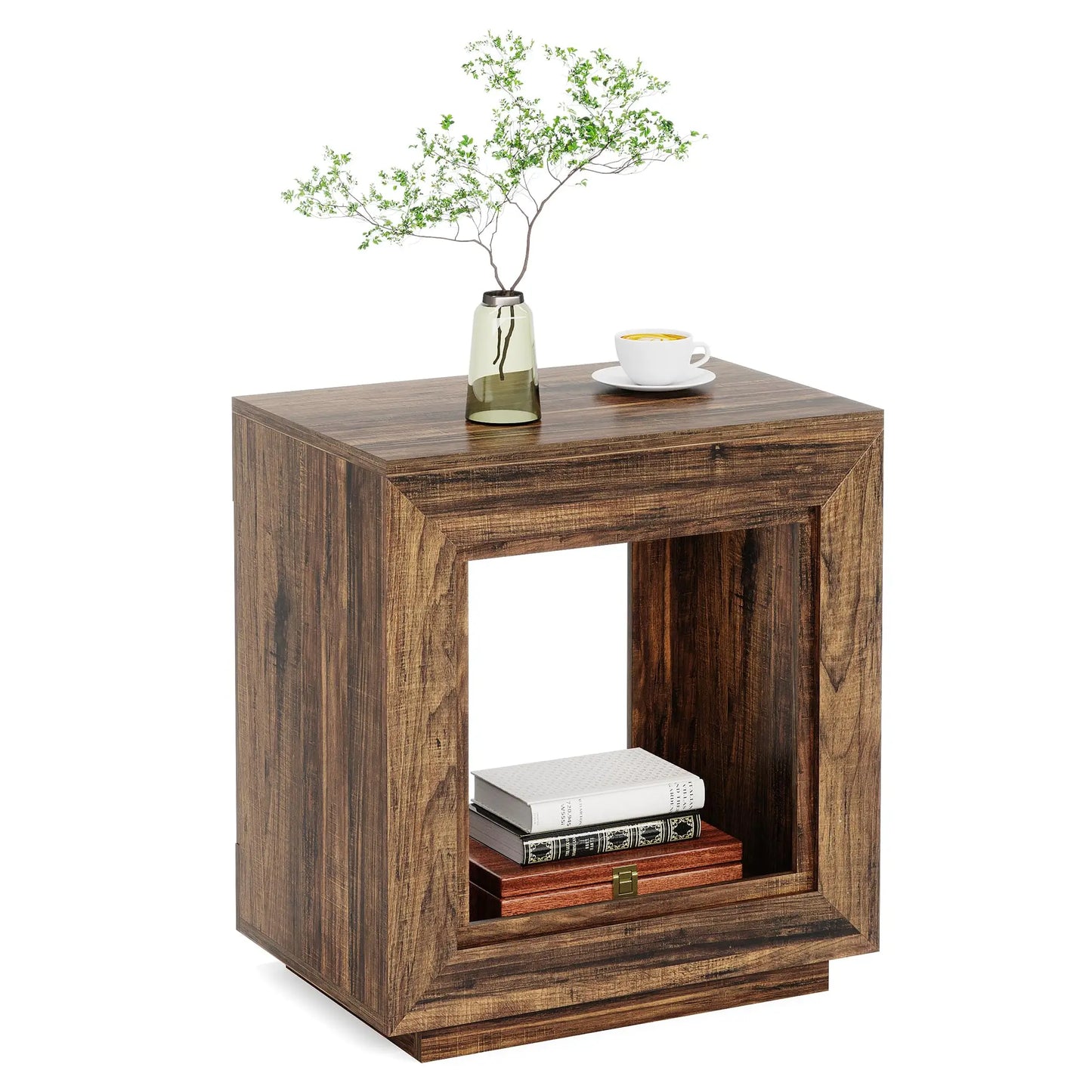 Compact and Rustic Wood End Table