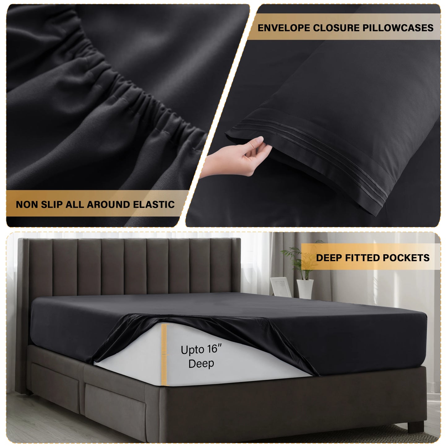 6 Piece, 16 Inch, LUX Décor Sheet Set