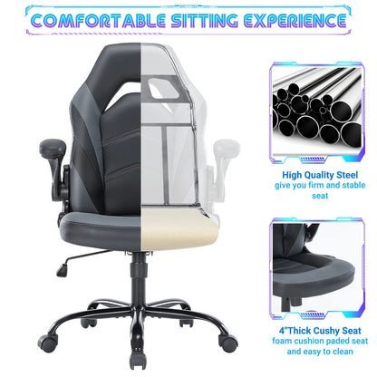 Leather Desk Chair with Flip-up Armrests