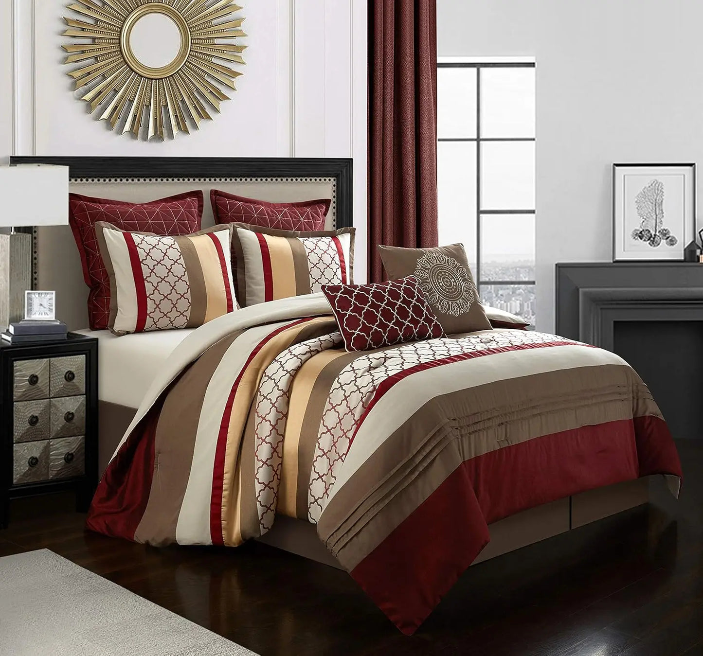16 Piece King, Jacquard Bedding Set