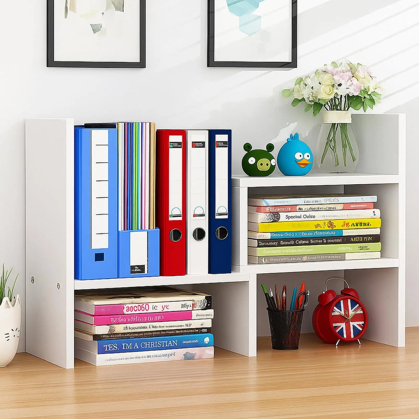 Functional and Adjustable Desktop Shelf Organizer
