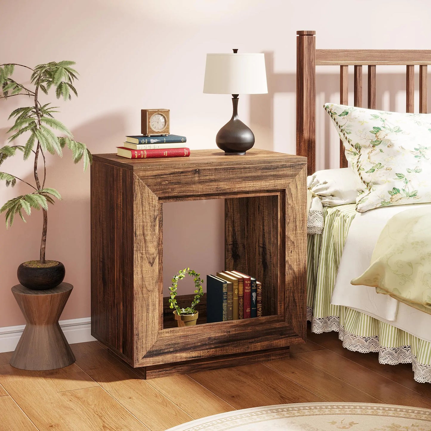 Compact and Rustic Wood End Table