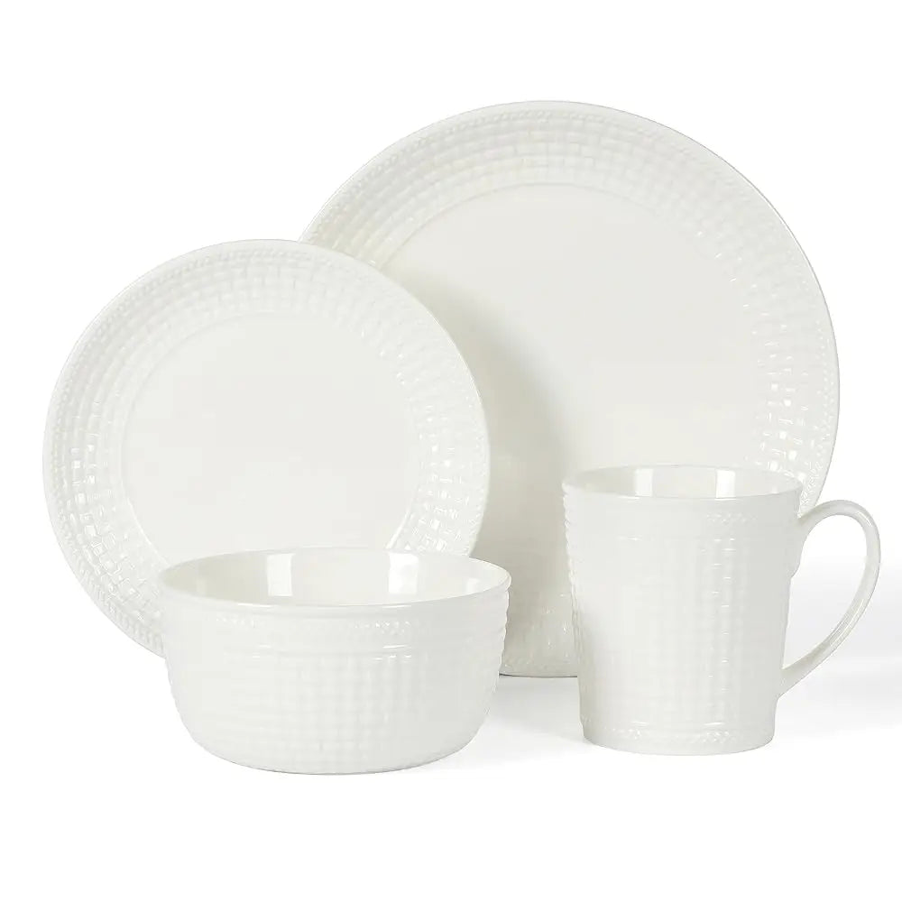16 Piece Basket Weave Bone China Set
