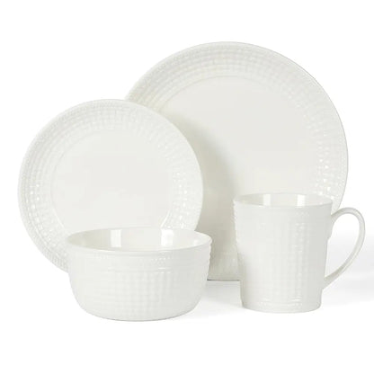 16 Piece Basket Weave Bone China Set