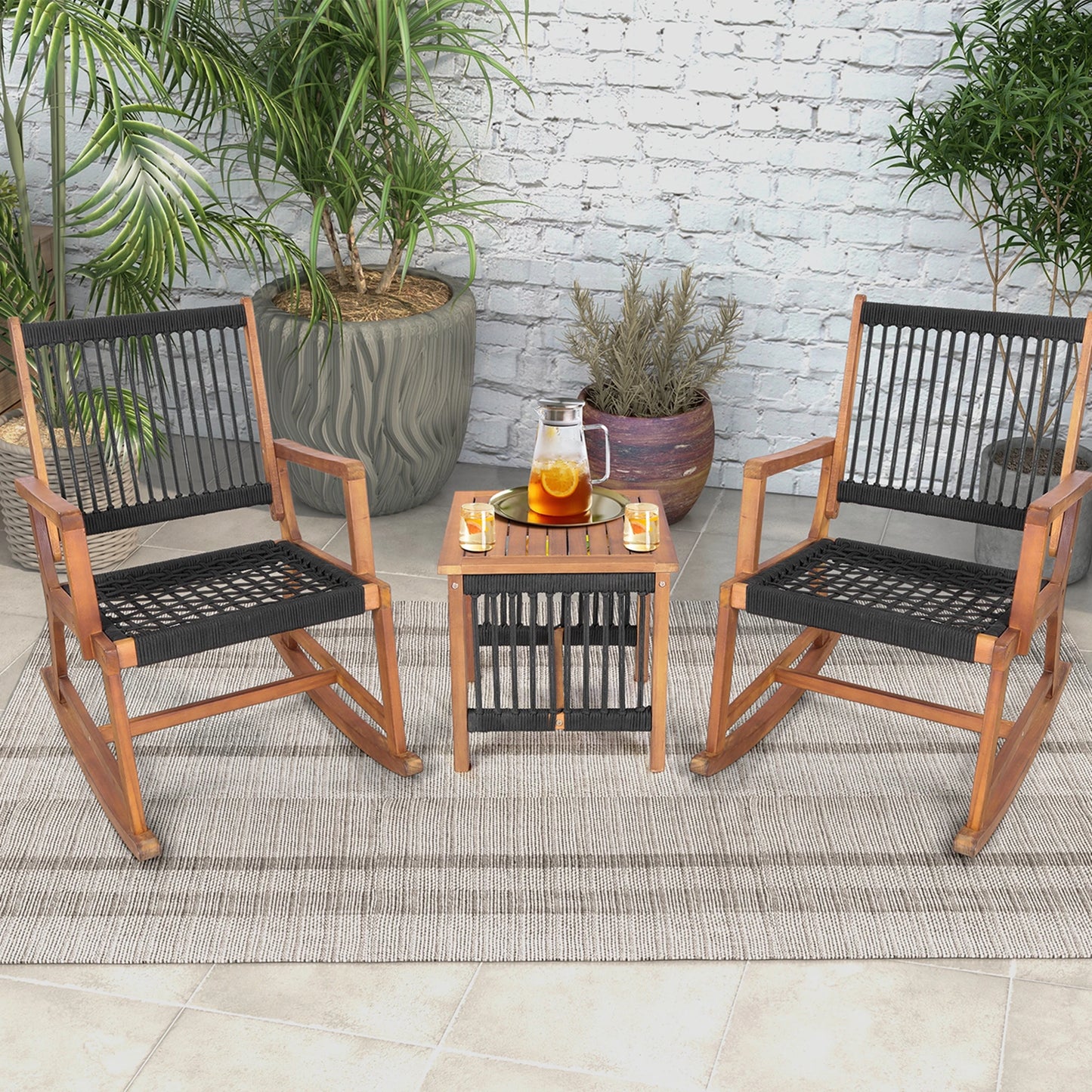 3pcs Patio Acacia Wood Bistro Set