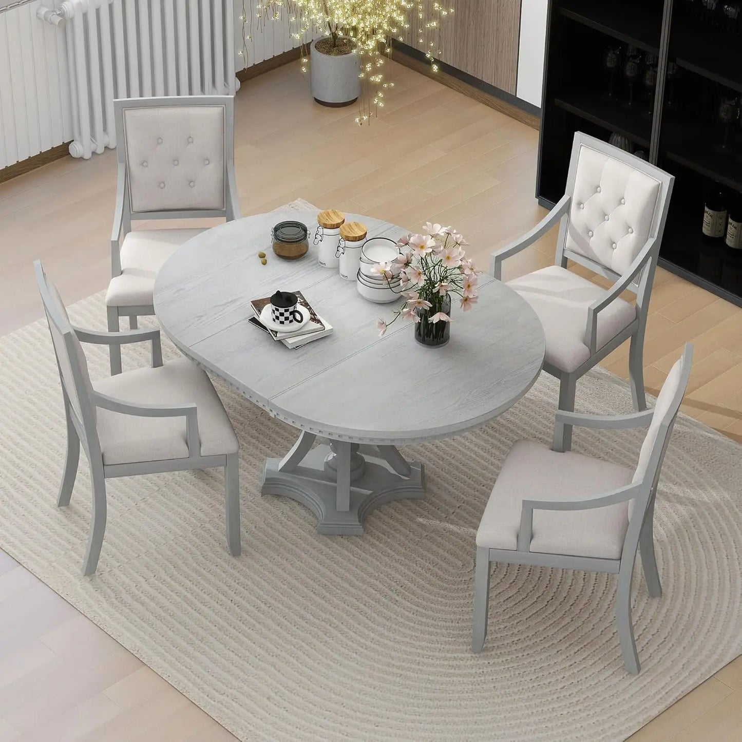 Extendable Round Dining Table in Various Styles and Colors