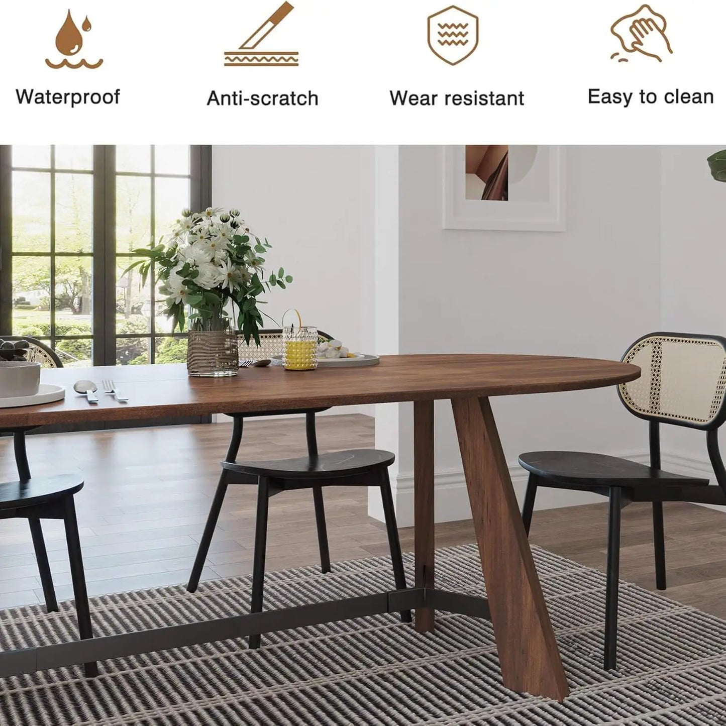 70.86" Oval Dining Table for 6-8 Persons