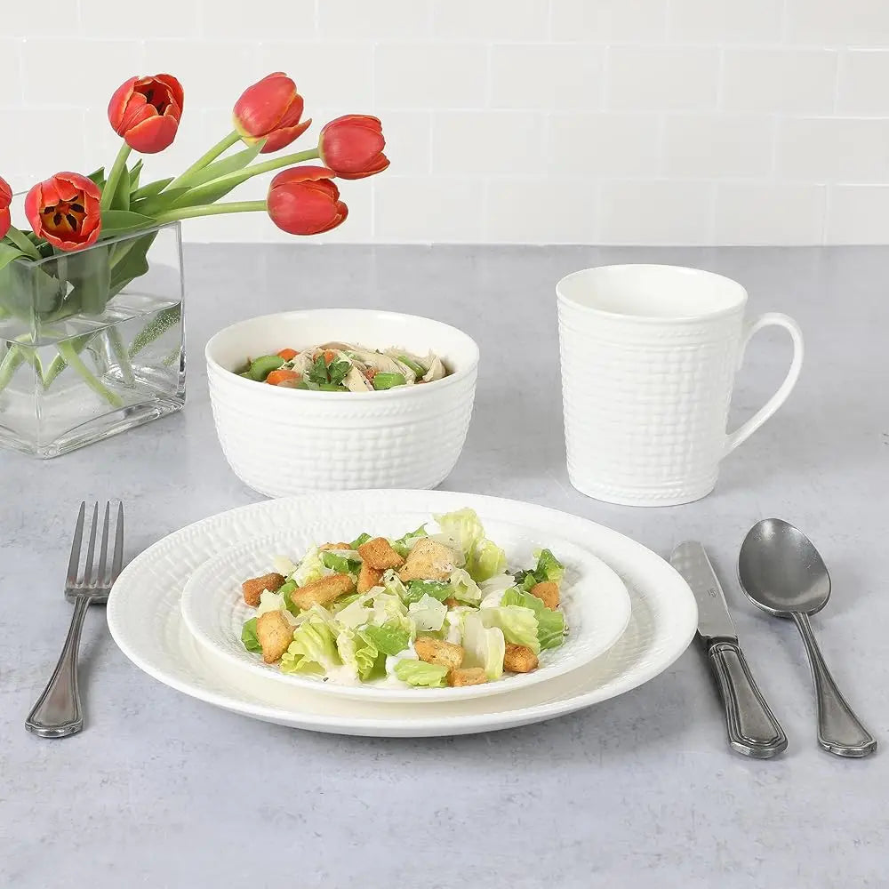 16 Piece Basket Weave Bone China Set