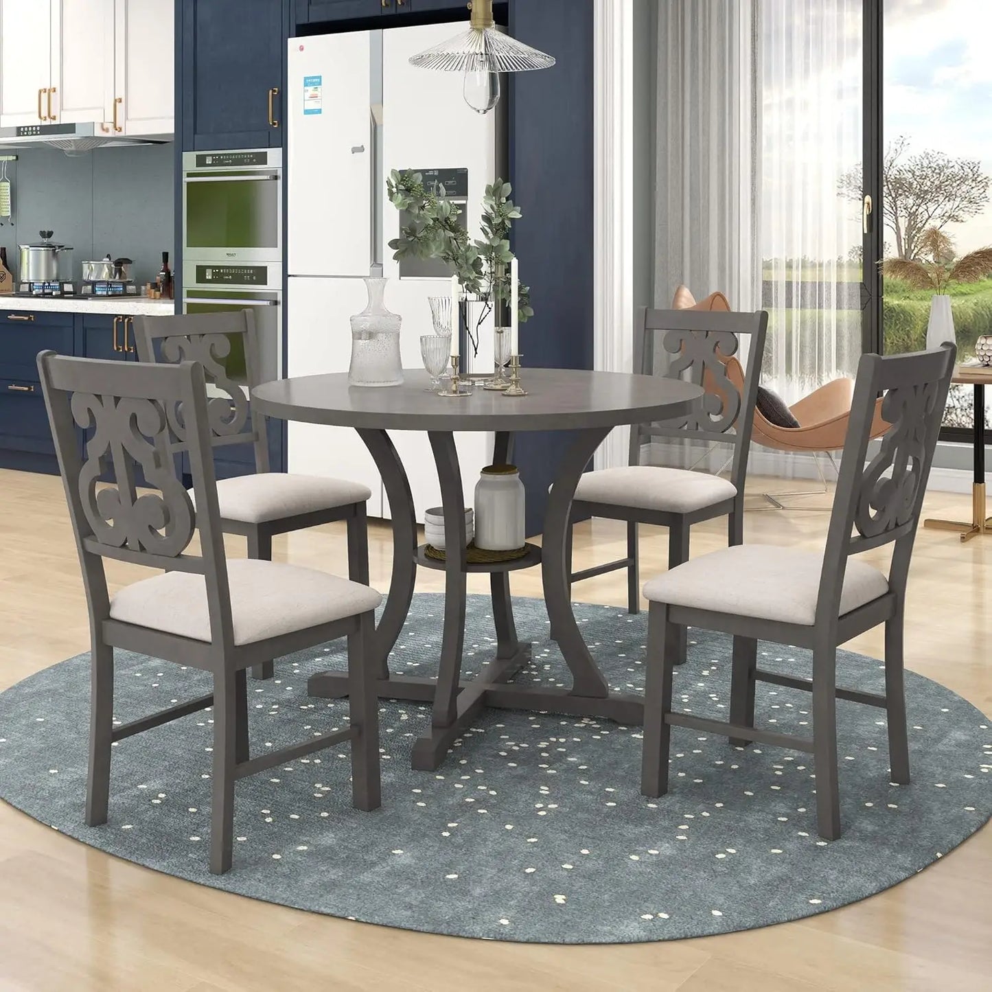Extendable Round Dining Table in Various Styles and Colors