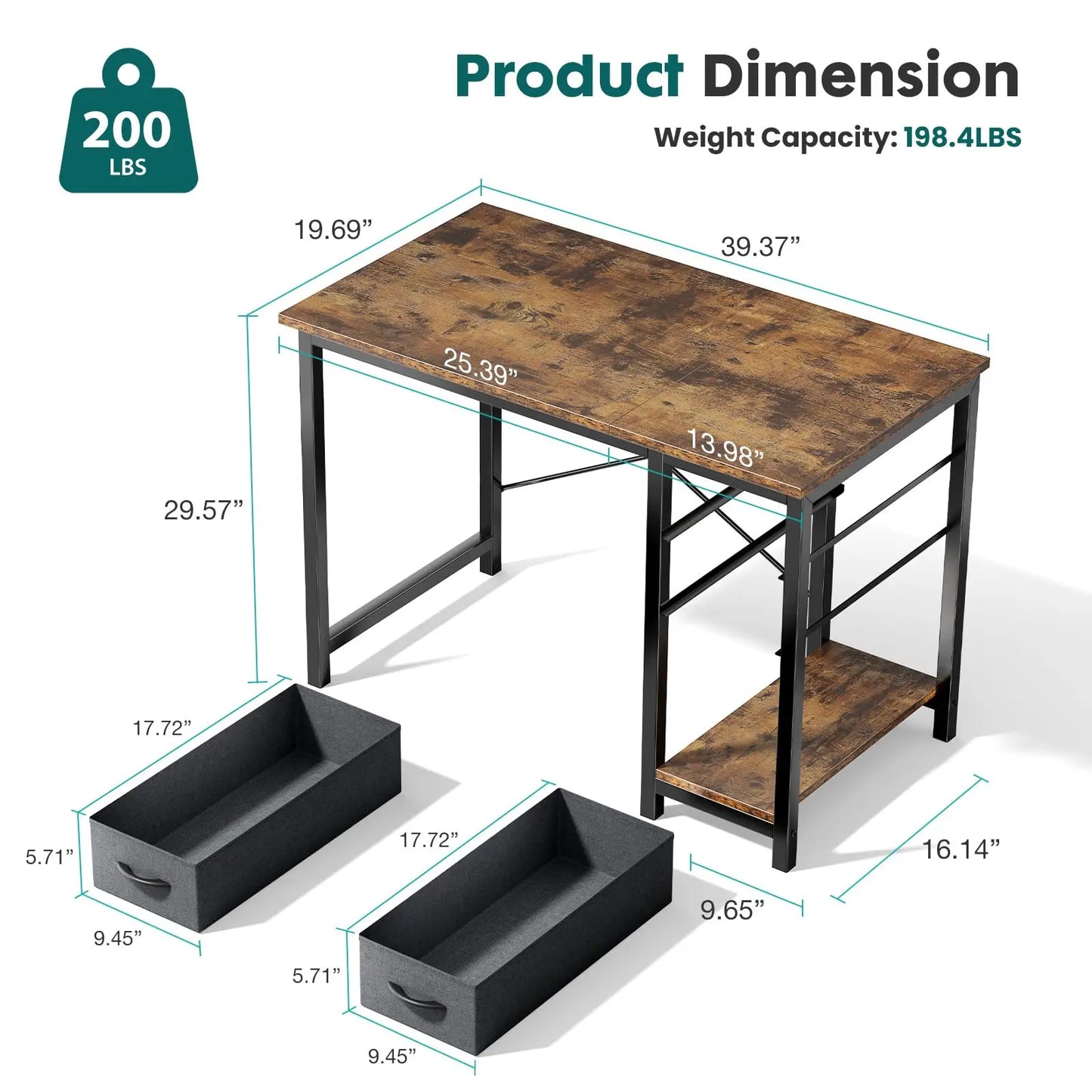 Computer Desk with 2 Drawers