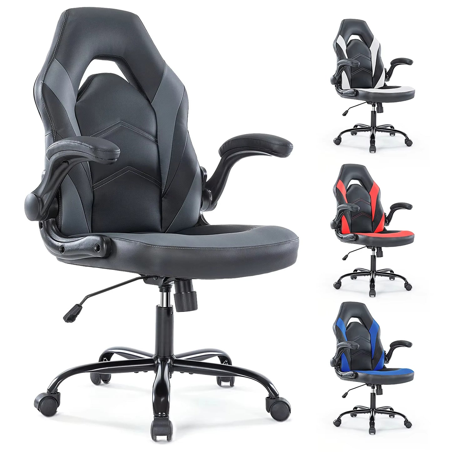 Leather Desk Chair with Flip-up Armrests