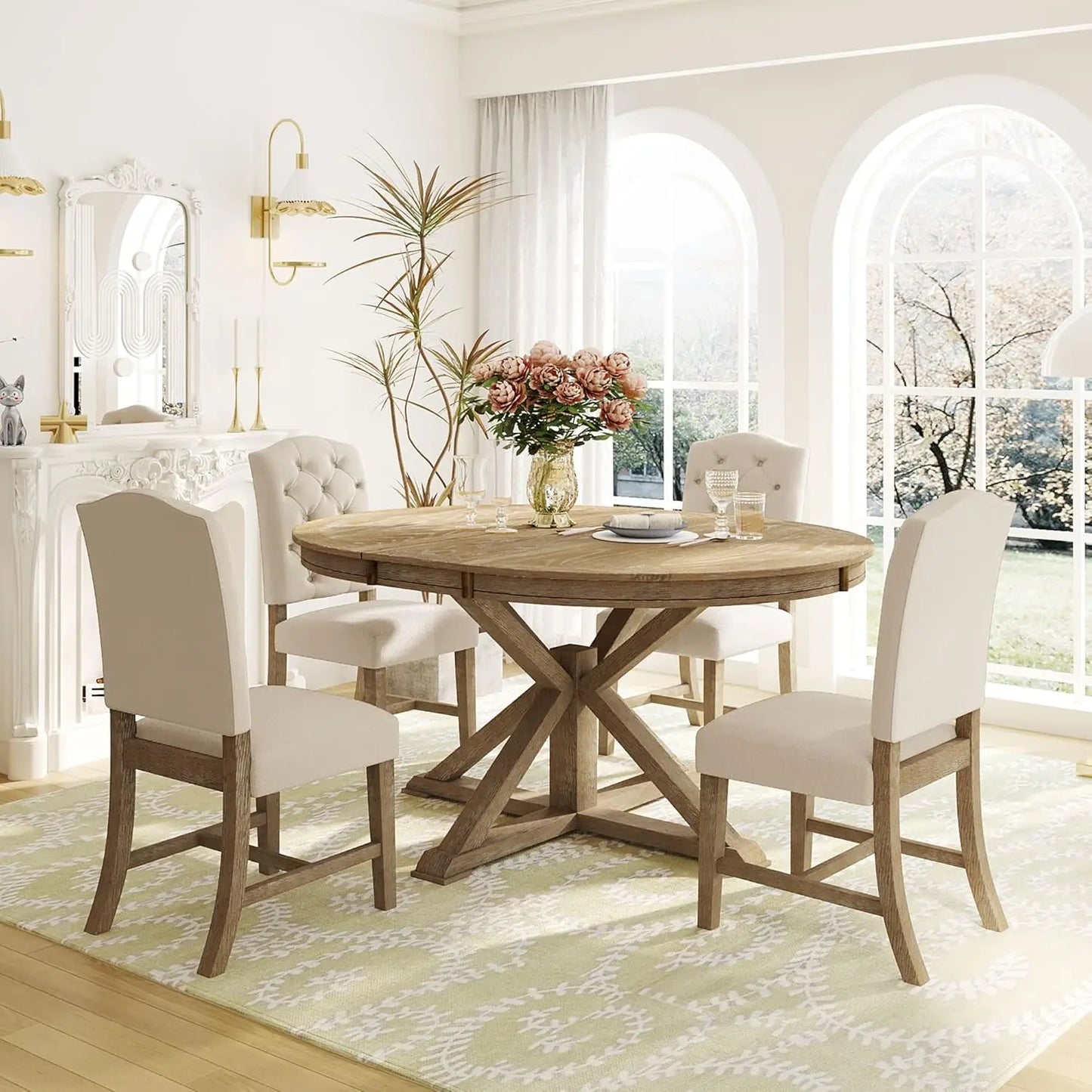 Extendable Round Dining Table in Various Styles and Colors