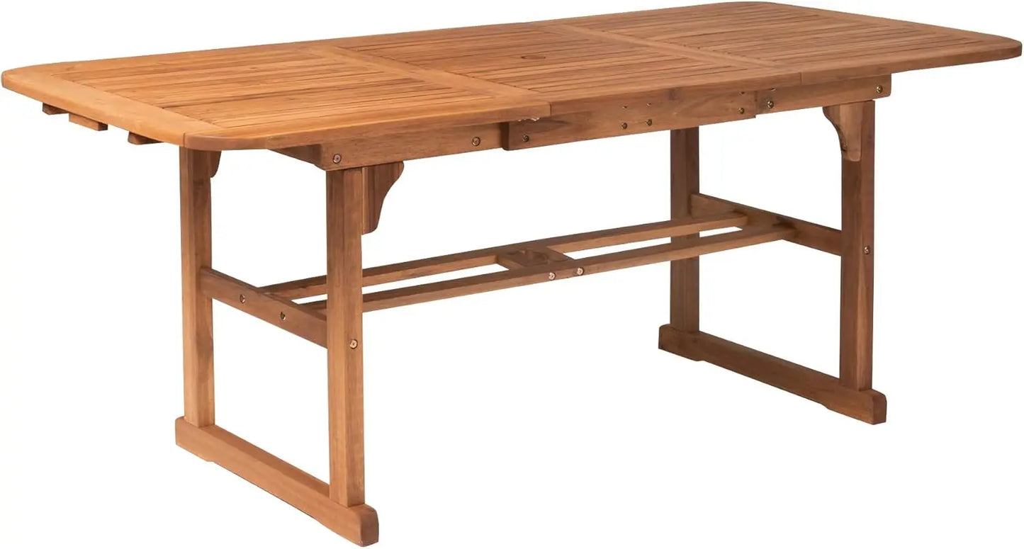 Modern Solid Acacia Wood Slatted Patio Dining Table