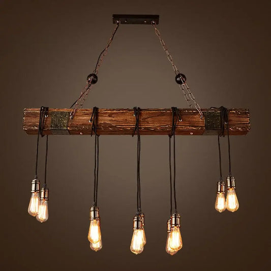 Retro, Farmhouse, Pendant, Wooden Beam Light Fixture