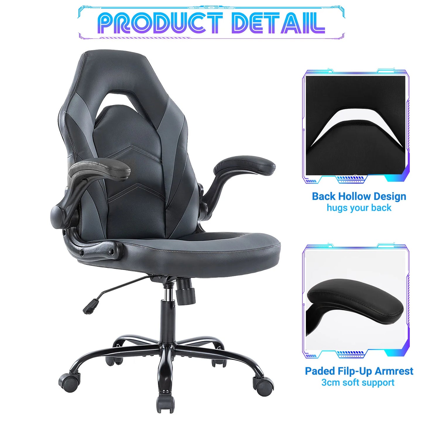 Leather Desk Chair with Flip-up Armrests