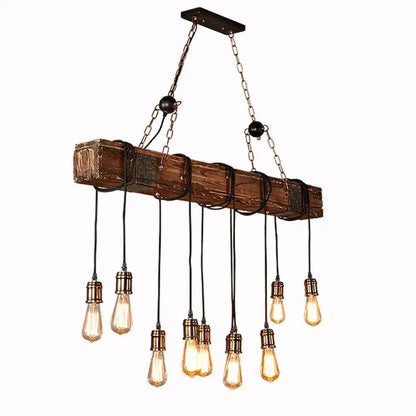 Retro, Farmhouse, Pendant, Wooden Beam Light Fixture