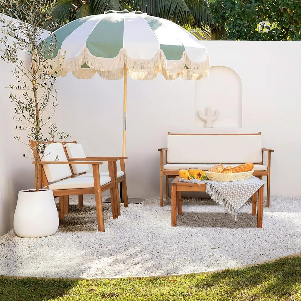 Devoko 4 Piece Acacia Wood Patio Furniture