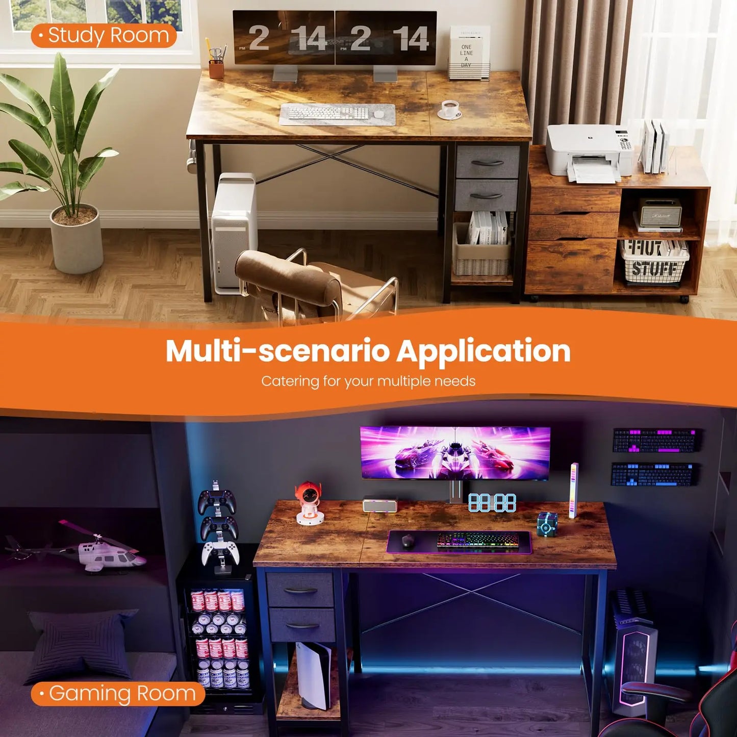 Computer Desk with 2 Drawers
