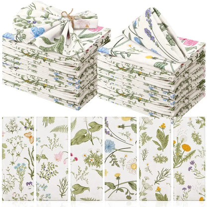 24 Piece Herbs and Wild Flowers Cloth Napkins