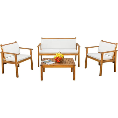Devoko 4 Piece Acacia Wood Patio Furniture