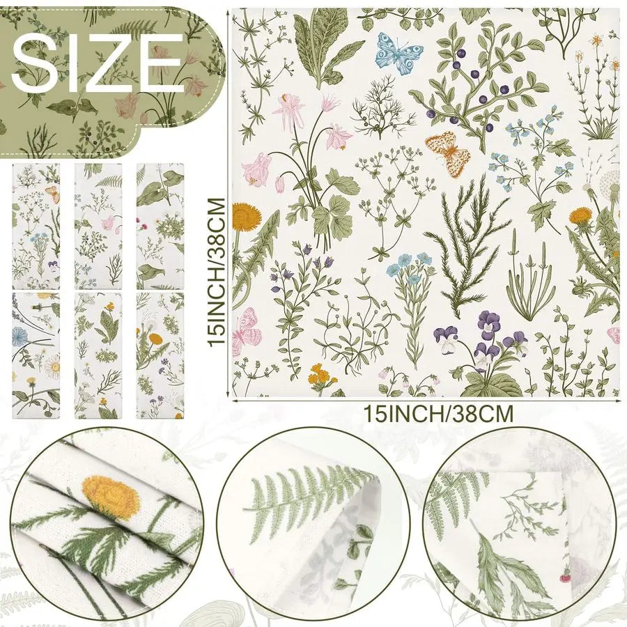 24 Piece Herbs and Wild Flowers Cloth Napkins