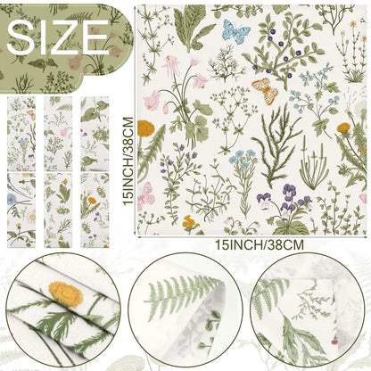 24 Piece Herbs and Wild Flowers Cloth Napkins