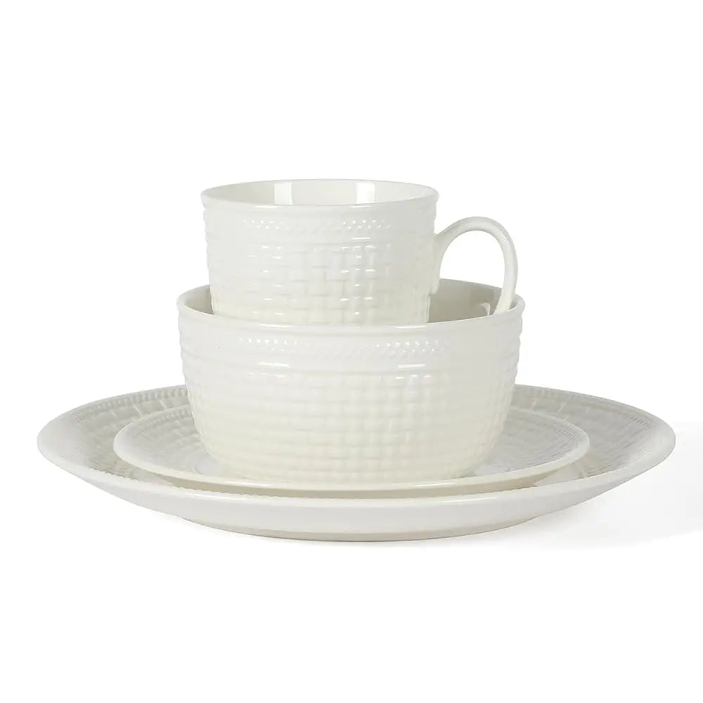 16 Piece Basket Weave Bone China Set