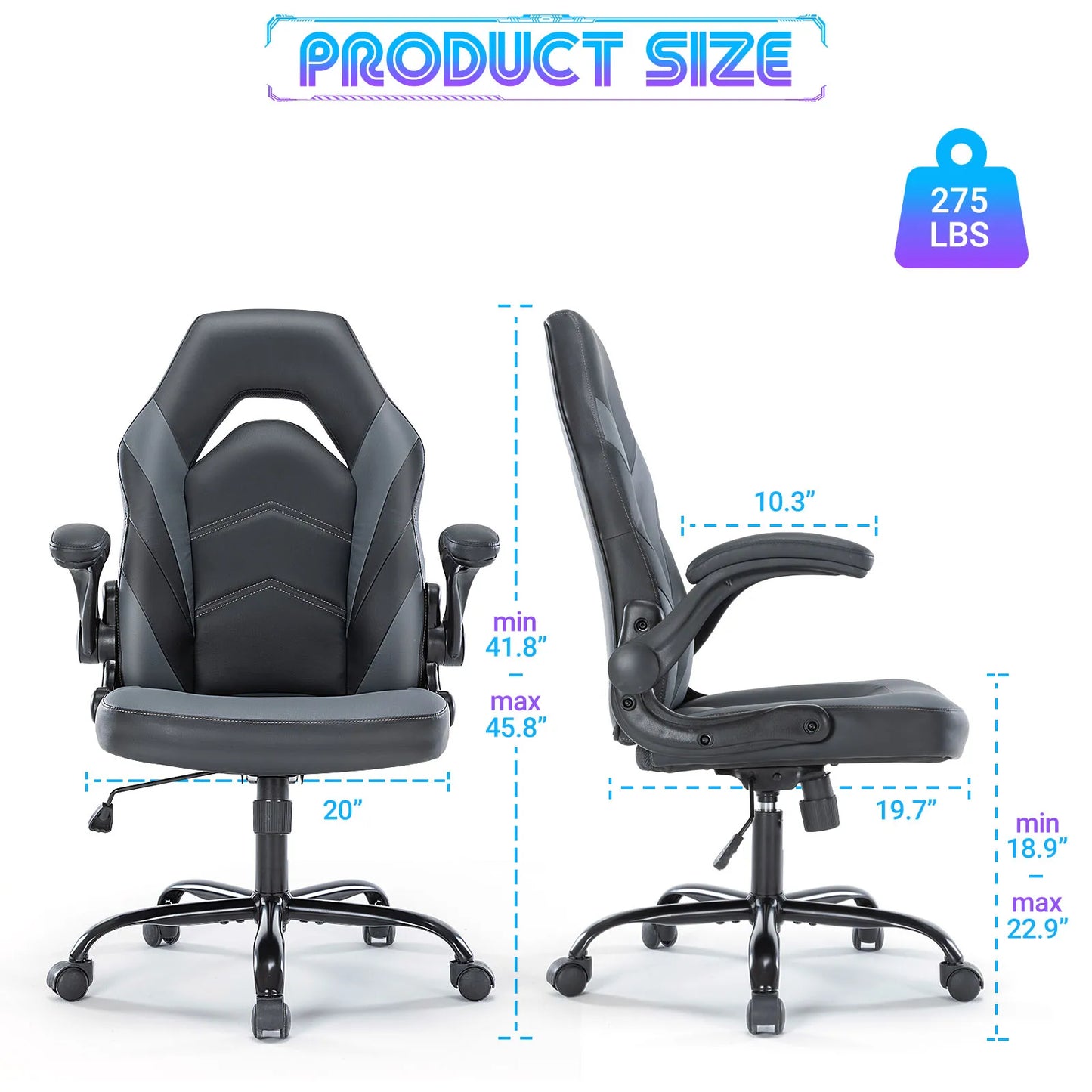 Leather Desk Chair with Flip-up Armrests