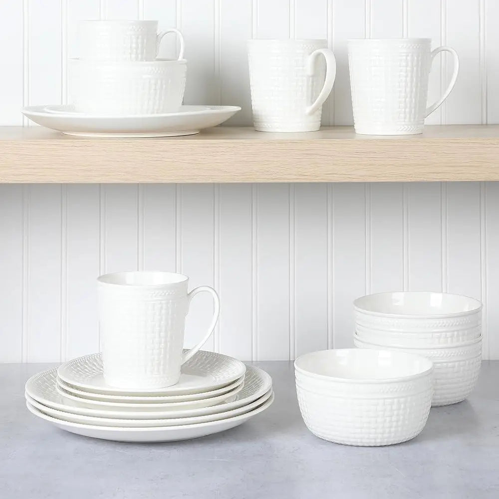 16 Piece Basket Weave Bone China Set