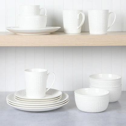16 Piece Basket Weave Bone China Set