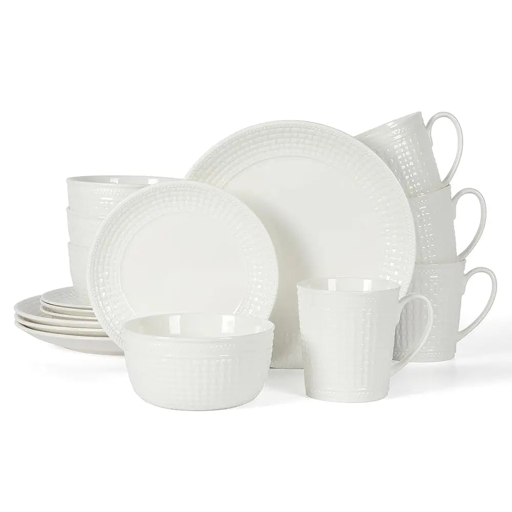 16 Piece Basket Weave Bone China Set