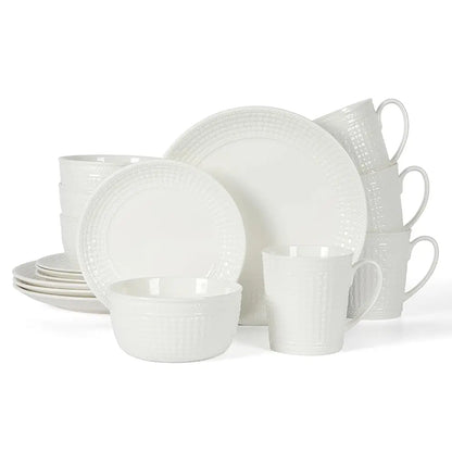 16 Piece Basket Weave Bone China Set