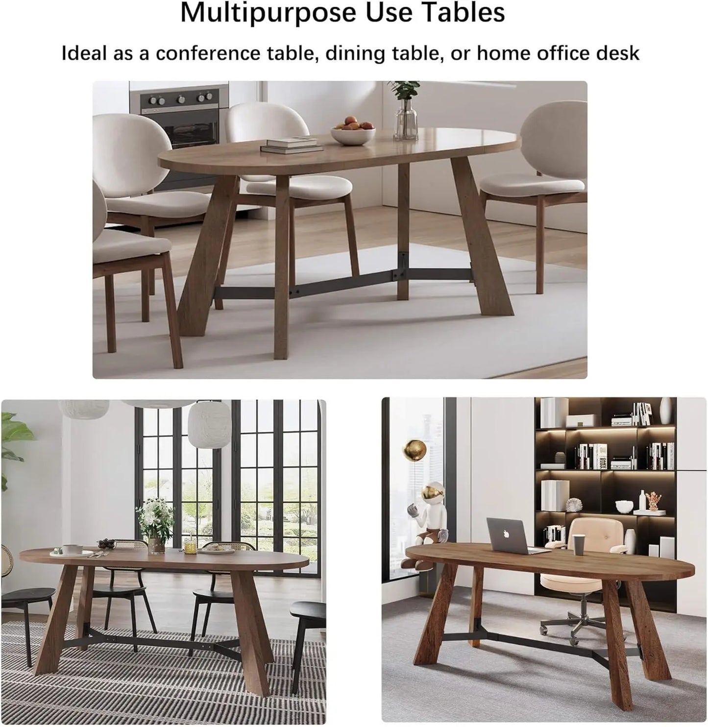 70.86" Oval Dining Table for 6-8 Persons