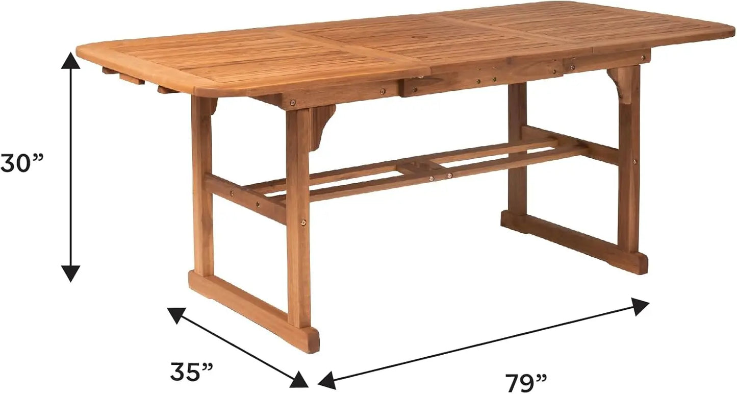Modern Solid Acacia Wood Slatted Patio Dining Table
