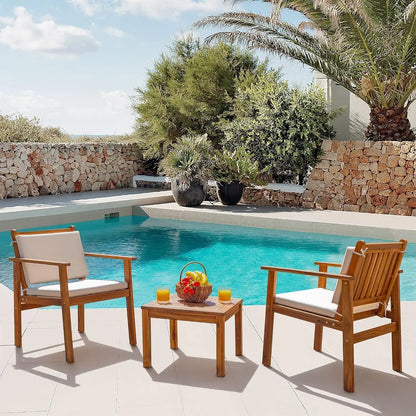 Devoko 4 Piece Acacia Wood Patio Furniture