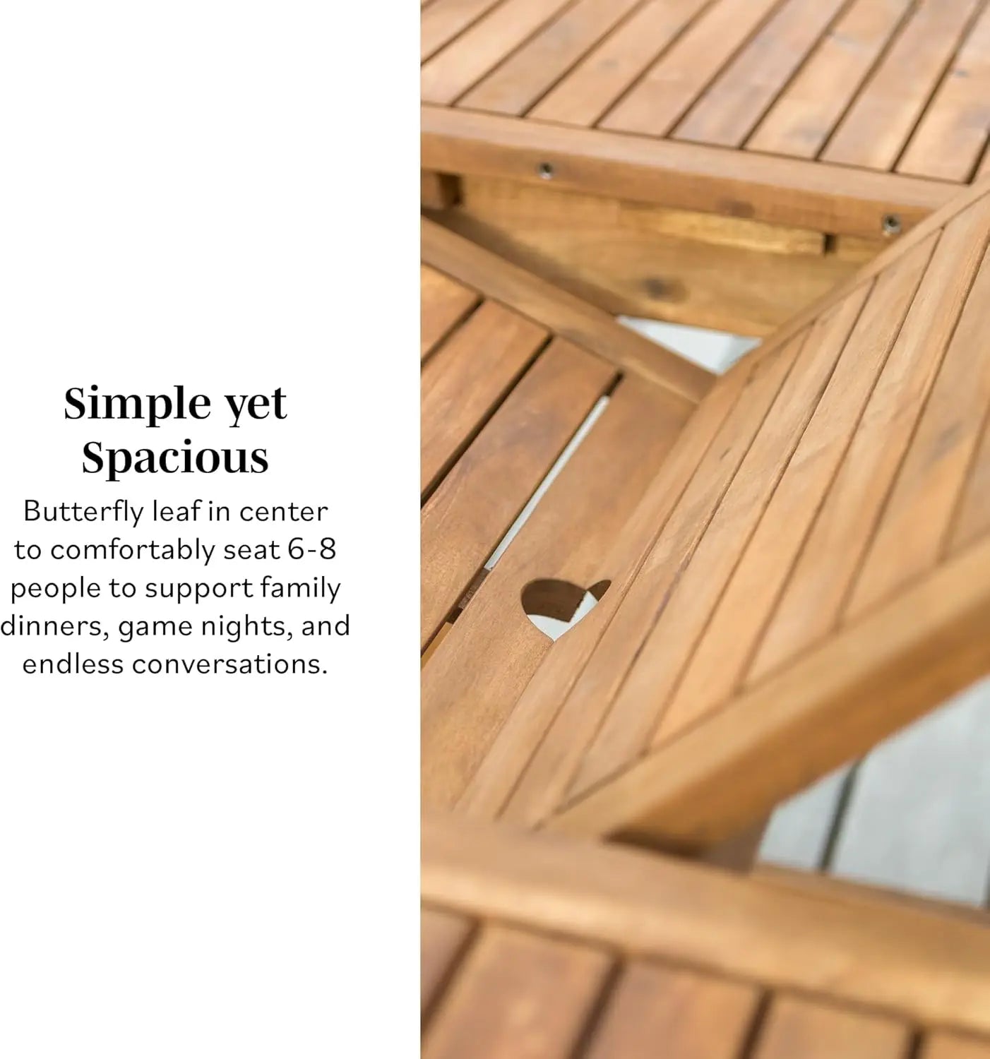 Modern Solid Acacia Wood Slatted Patio Dining Table