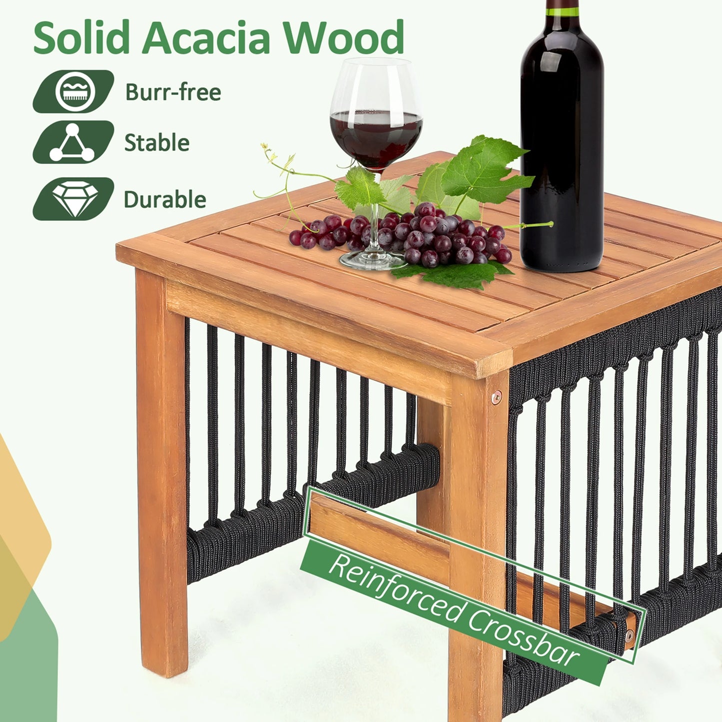 3pcs Patio Acacia Wood Bistro Set