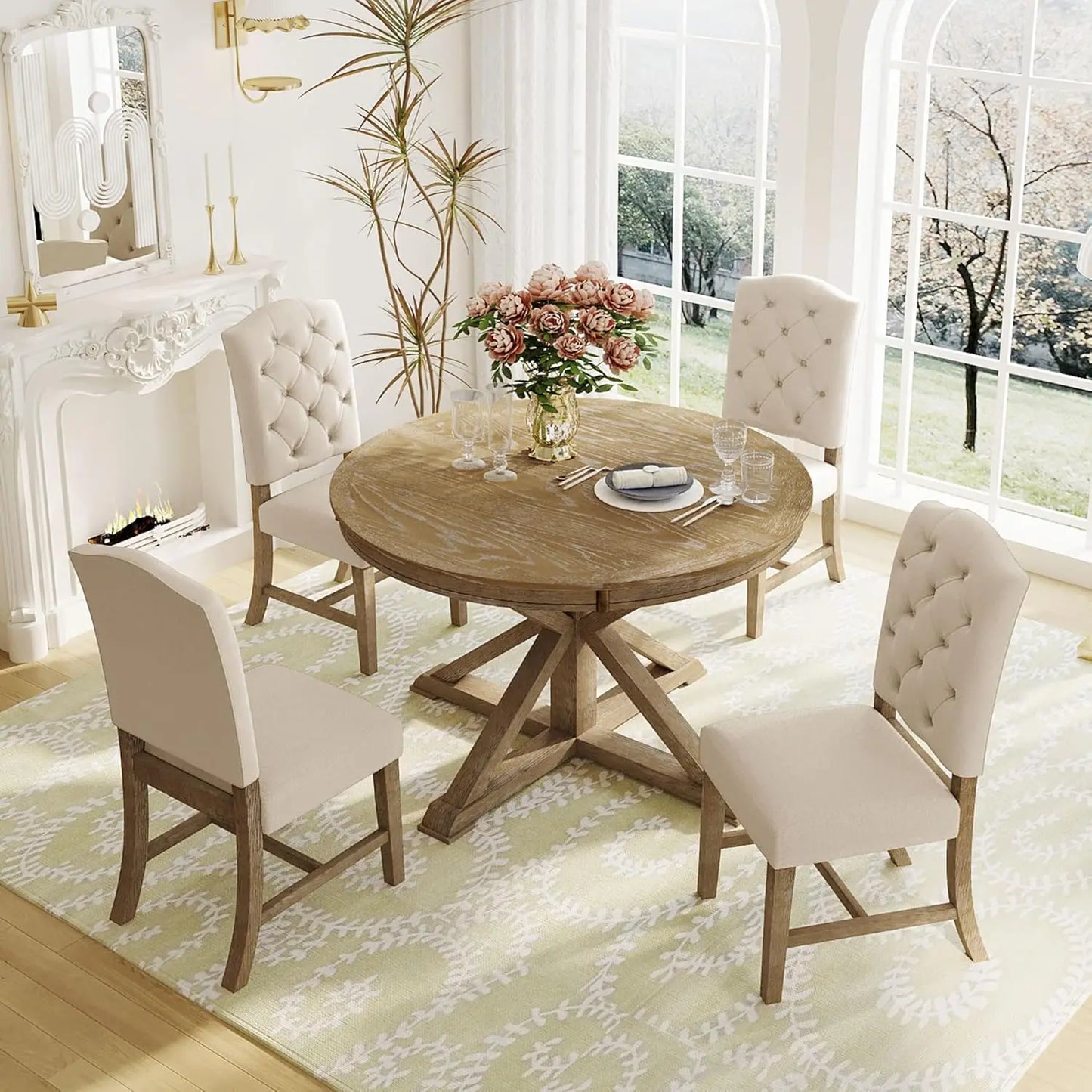 Extendable Round Dining Table in Various Styles and Colors