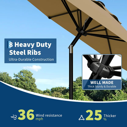 9FT Patio Umbrella With Crank & Tilt