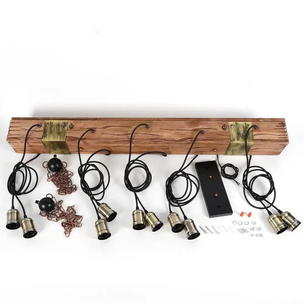 Retro, Farmhouse, Pendant, Wooden Beam Light Fixture