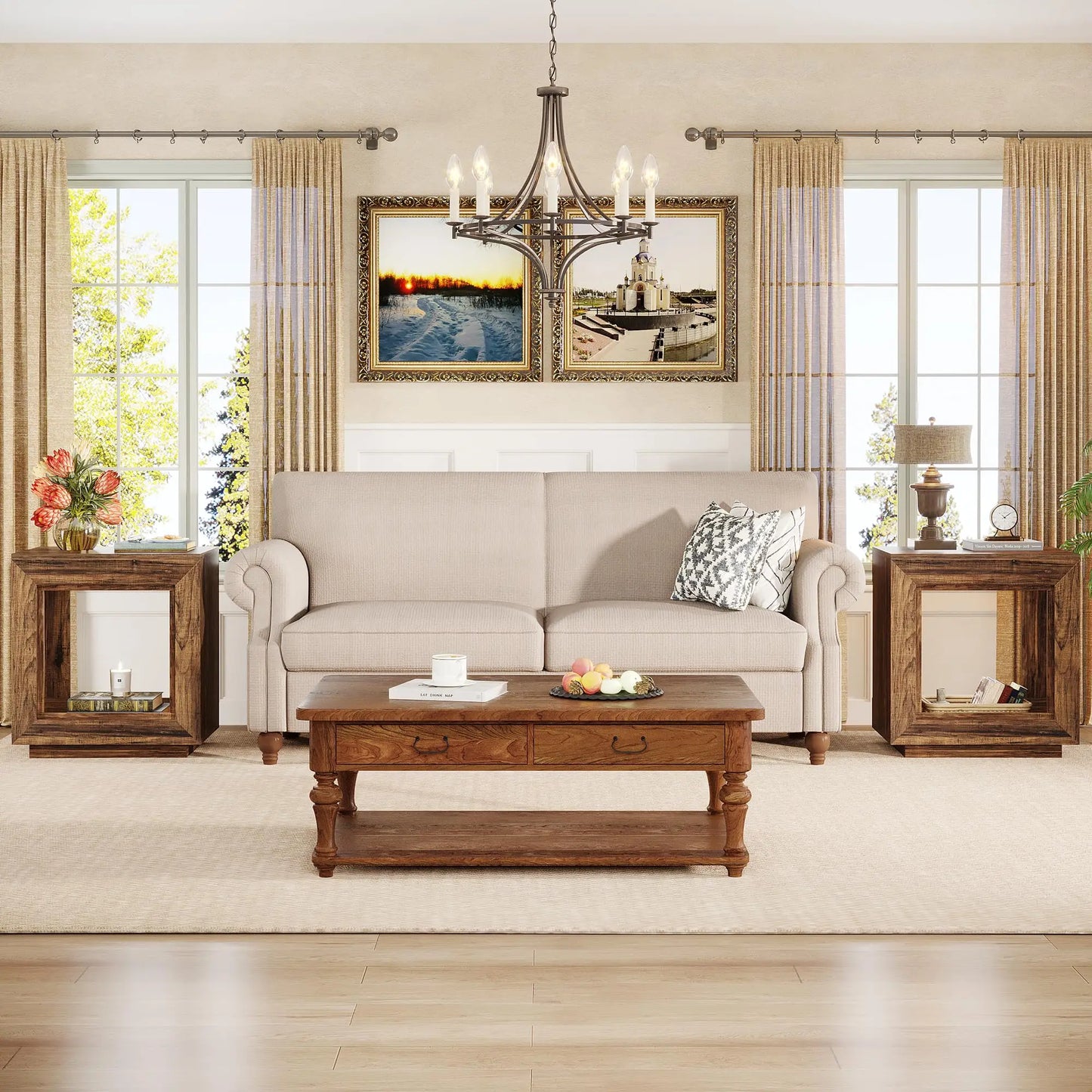 Compact and Rustic Wood End Table