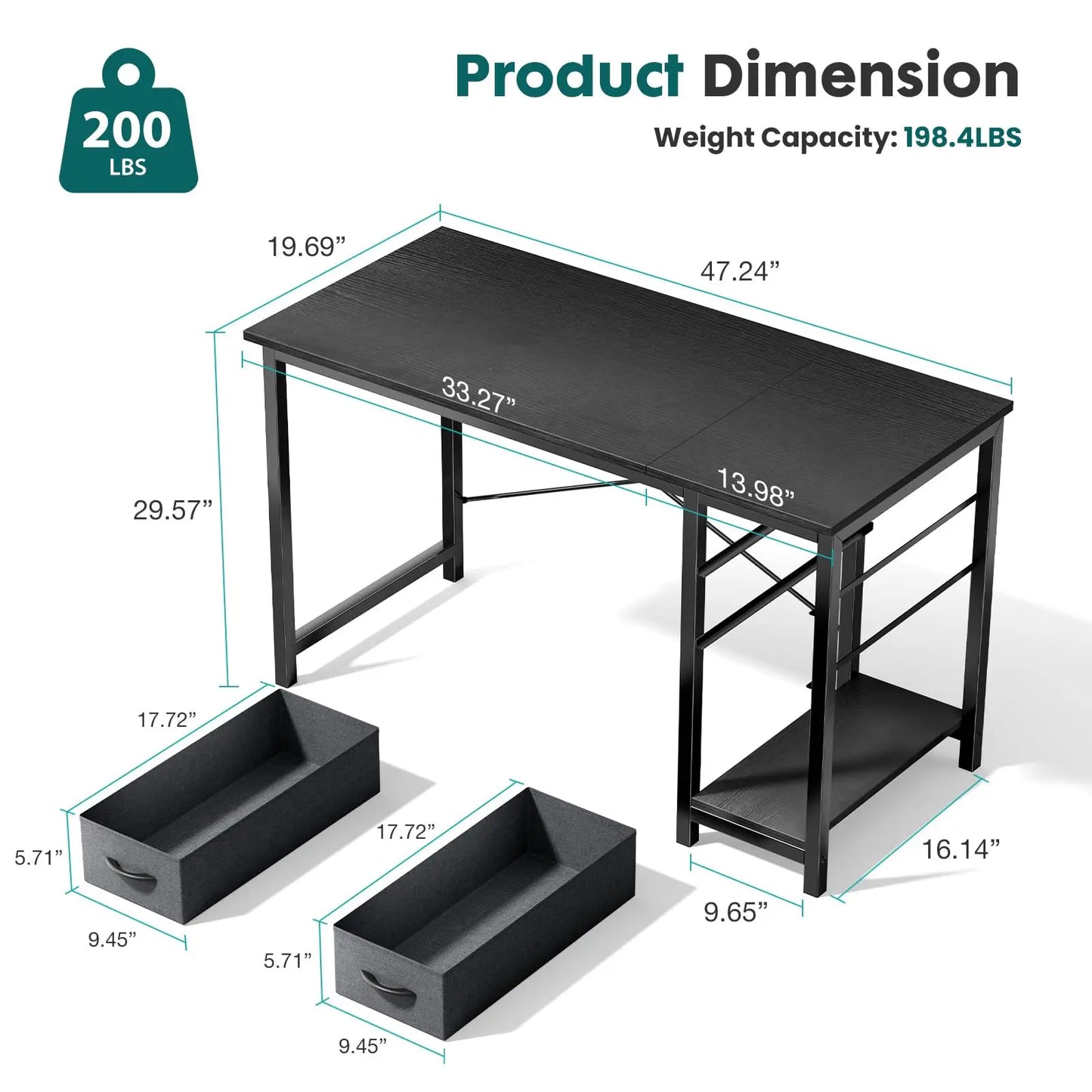 Computer Desk with 2 Drawers