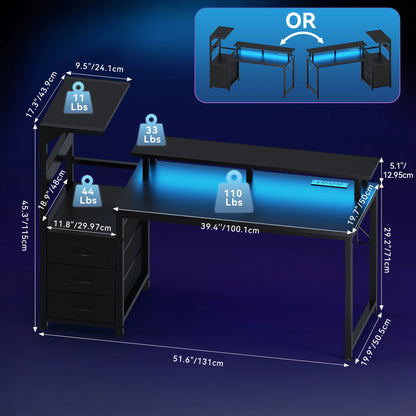 Office Desk with 3 Storage Drawers