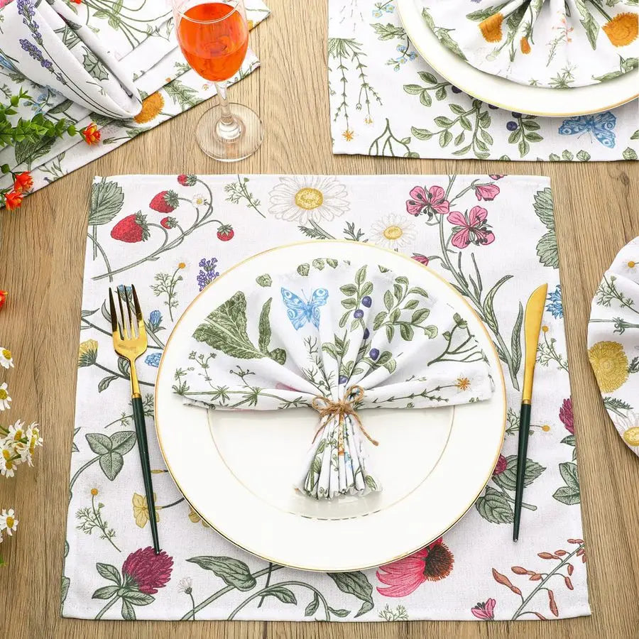 24 Piece Herbs and Wild Flowers Cloth Napkins