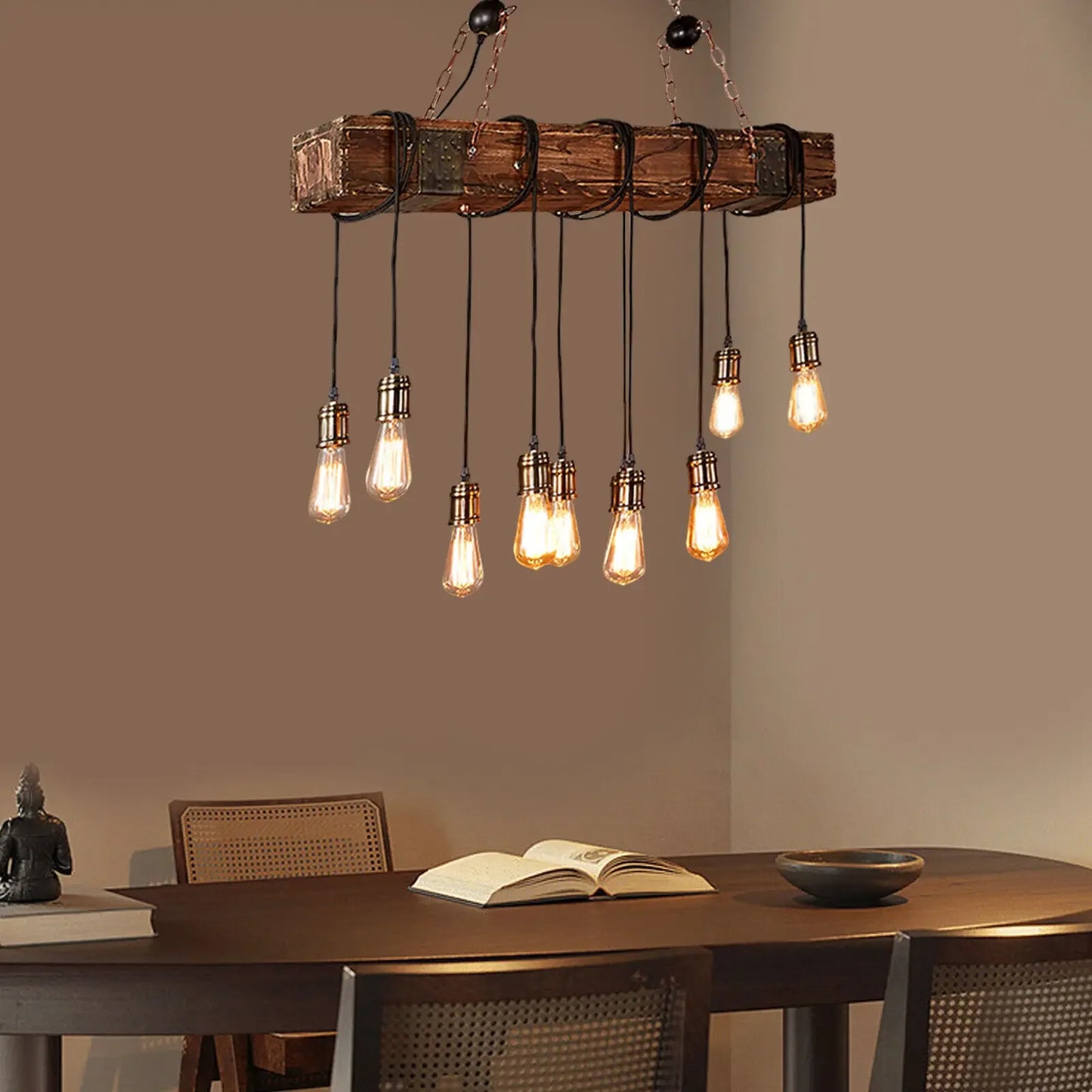 Retro, Farmhouse, Pendant, Wooden Beam Light Fixture