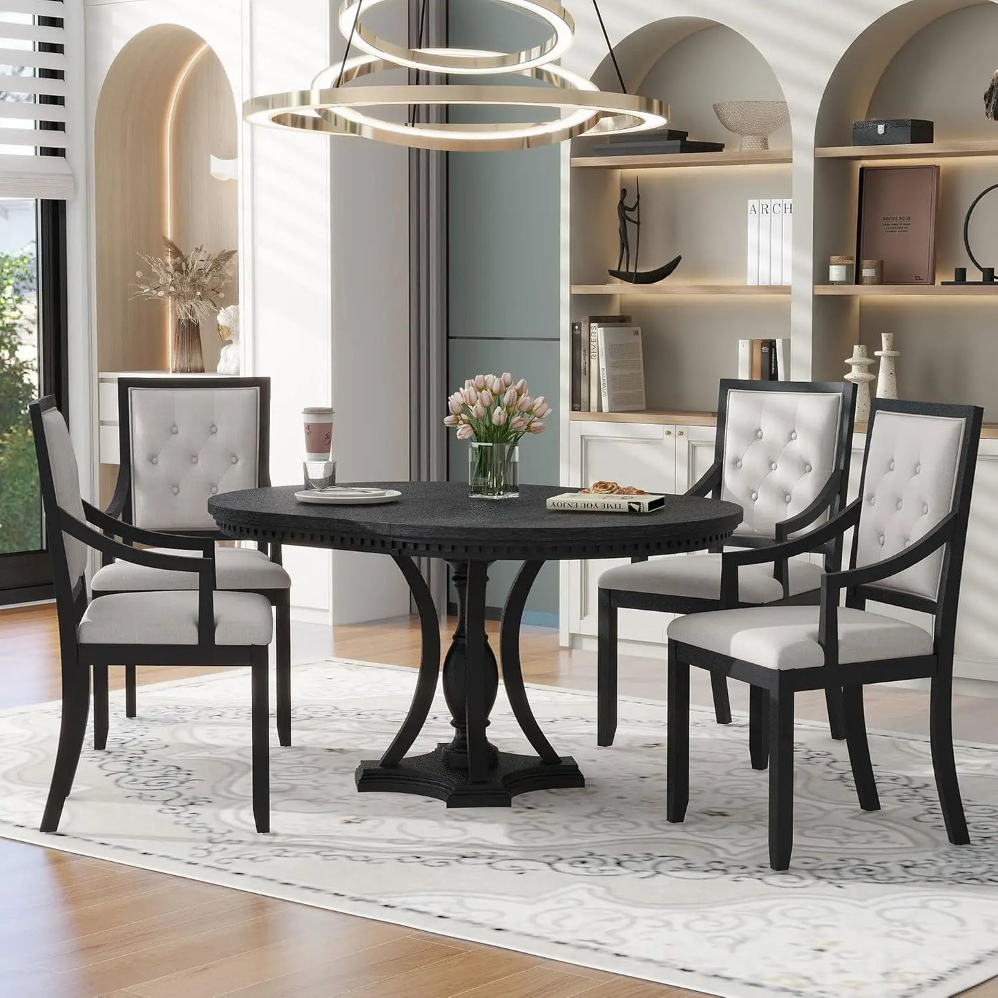 Extendable Round Dining Table in Various Styles and Colors